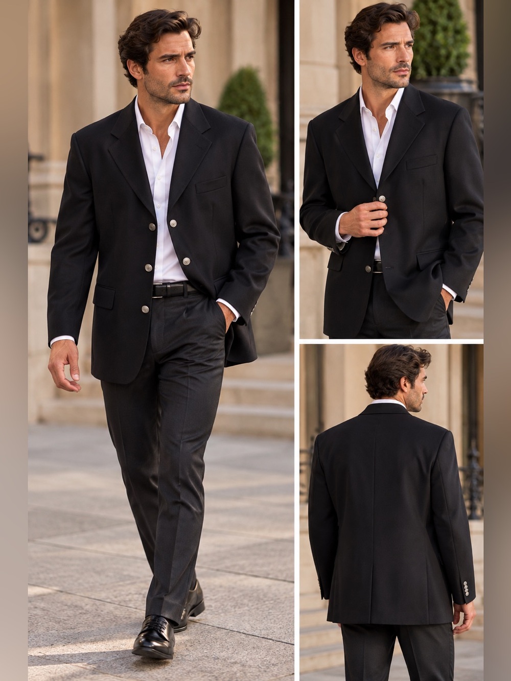 Enrico Corsini 38S Pure Virgin Wool Black Blazer Made in Canada